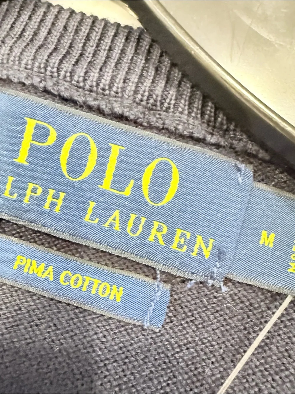 Polo Ralph Lauren Men’s Cotton V-Neck Sweater Navy Blue Sz M NWT